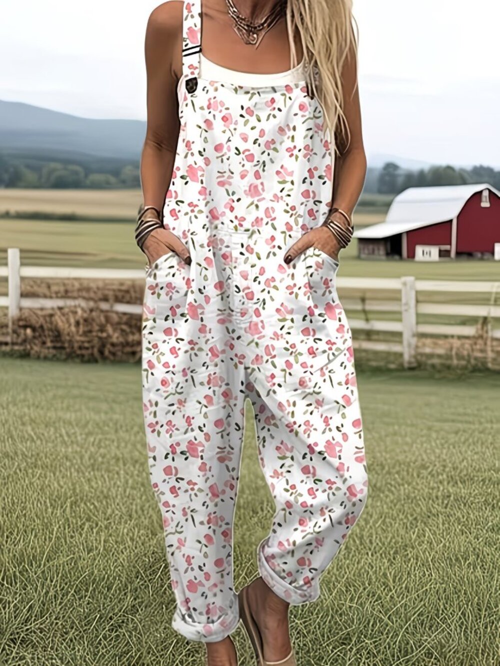 Women's Overalls-Floral Pattern; size small